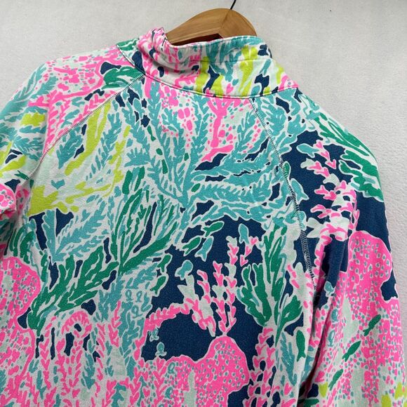 Lilly Pulitzer Skipper Popover Size M Let's Cha Cha Multicolor Print 1/2 Zip - Picture 8 of 13